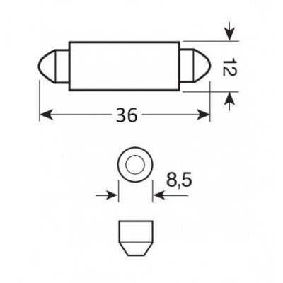 PLAFONNIER NAVETTE LEDS 24V - 36 MM